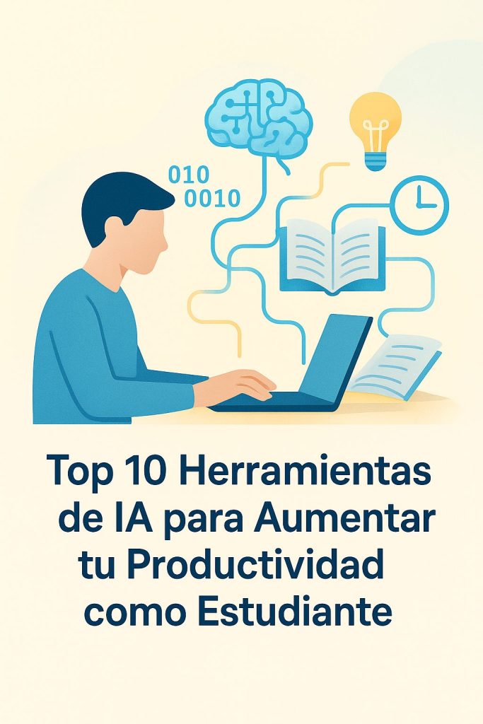 Top 10 Herramientas de IA para Aumentar tu Productividad como Estudiante. Listado práctico con apps para resumir textos, crear presentaciones, organizar notas y más.